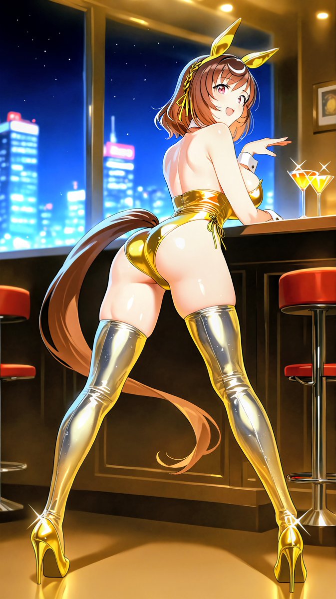 バーでお仕事体験するブエナビスタさん
もうキラキラです
#umamusume
#BuenaVista 
sfw