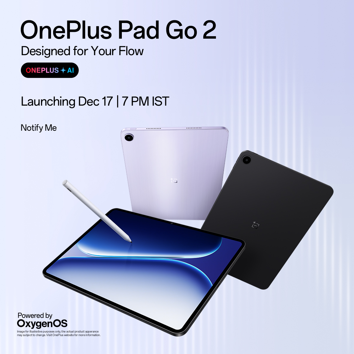 OnePlus_IN's tweet image. Drops soon: oneplus.in/launch/oneplus… 
Go with the flow with #OnePlusPadGo2. Launching December 17, 2025.