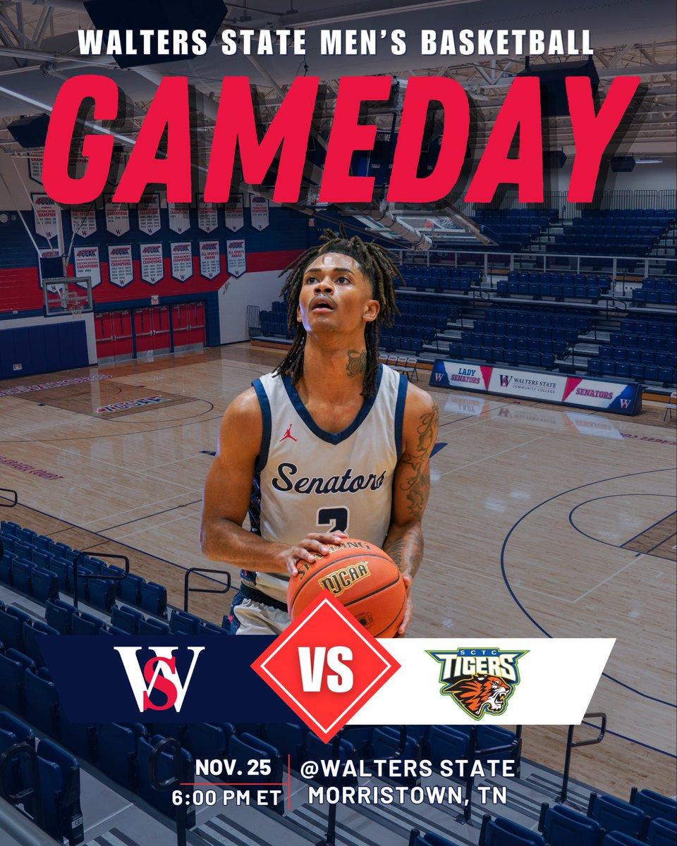 MBBWaltersState's tweet image. It’s GAMEDAY🔥🔥

Game #8️⃣

🏟️ Carlyle Thanksgiving Classic 
🆚 Southern Crescent Tech
📍WSCC- Morristown, TN
🗓️ Nov. 25. 2025
⌚️6:00 PM ET // 5:00 PM CT
📺 wsccathletics.com/information/Ga…

🔴🔵🤘🏽 #WaltersUp #GUTH