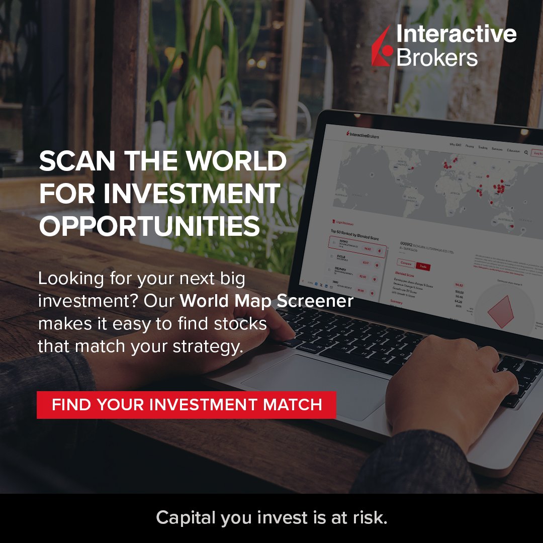IBKR_Europe's tweet image. Scan the world for investment opportunities with IBKR GlobalAnalyst 🌍
Our World Map Screener helps you find stocks that match your strategy in seconds.

Start now: interactivebrokers.eu/mkt/rd.php?src…

Capital you invest is at risk.
#Investing #GlobalMarkets #IBKR #ad