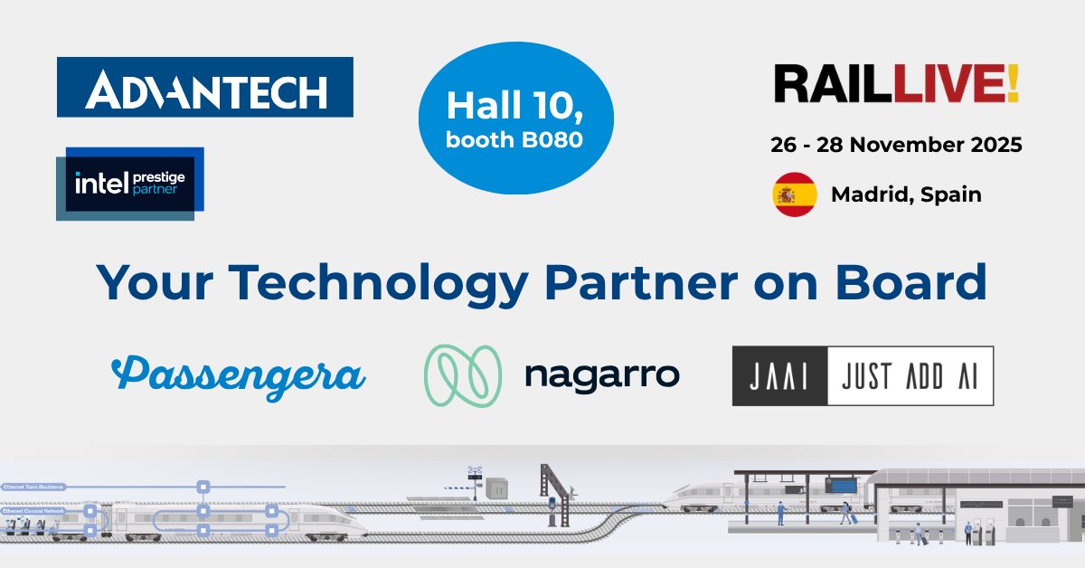 Advantech_IIoT's tweet image. Driving innovation together at Rail Live Madrid!
 
We’re proud to join forces with our partners: @Pssngra , @Nagarro and @JUST_ADD_AI to advance smarter and more connected rail solutions. Collaboration is key to accelerating digital transformation and we’re excited to showcase…