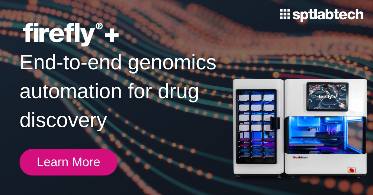 SPTLabtech's tweet image. Future-proof your genomics workflows!

Pharma research demands accuracy, efficiency, and scale. firefly+ provides you with maximize walkaway time with complete end-to-end automated NGS library preparation. 

Future-proof your lab today: go.sptlabtech.com/48gB1Au

 #LabAutomation