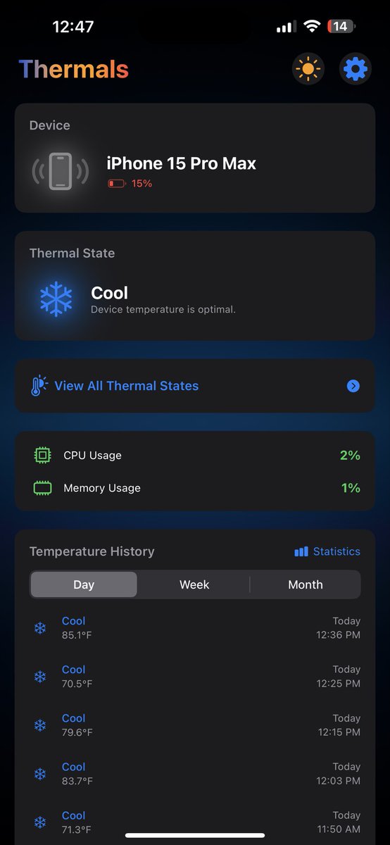prayomaw's tweet image. Thermals App for iPhone I was working on can&apos;t imagine many people using something like this. Stopped working on it

#ios #iosdevelopers #swift