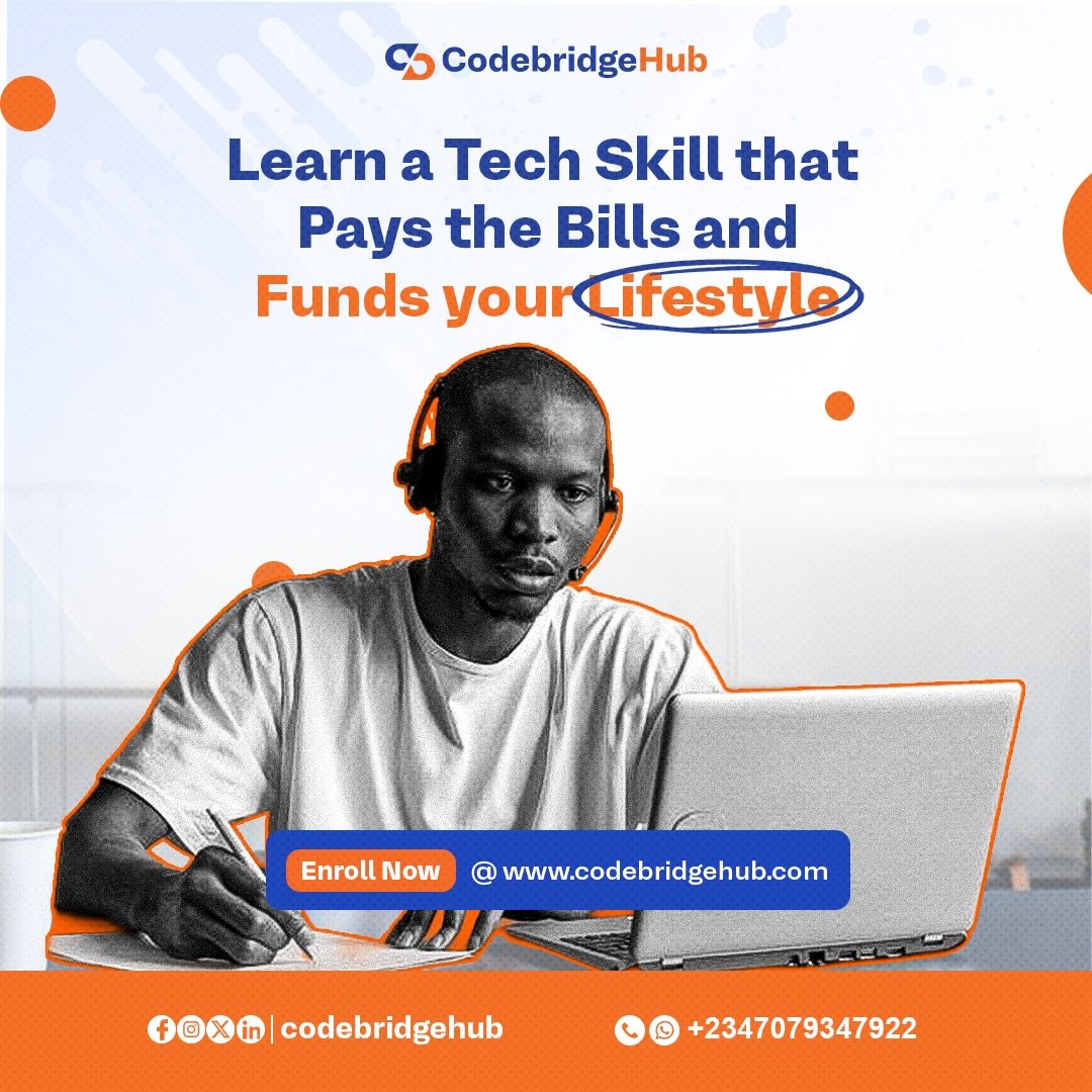 codebridgehub's tweet image. &quot;Funds your Lifestyle&quot; isn&apos;t just a catchy phrase 🙂 ...., it&apos;s a promise. 💯

The difference between dreaming about that lifestyle and LIVING it? 
The tech skills in your toolkit.

While others are planning for &quot;someday,&quot; you could be building your future TODAY.

📚 Learn skills…