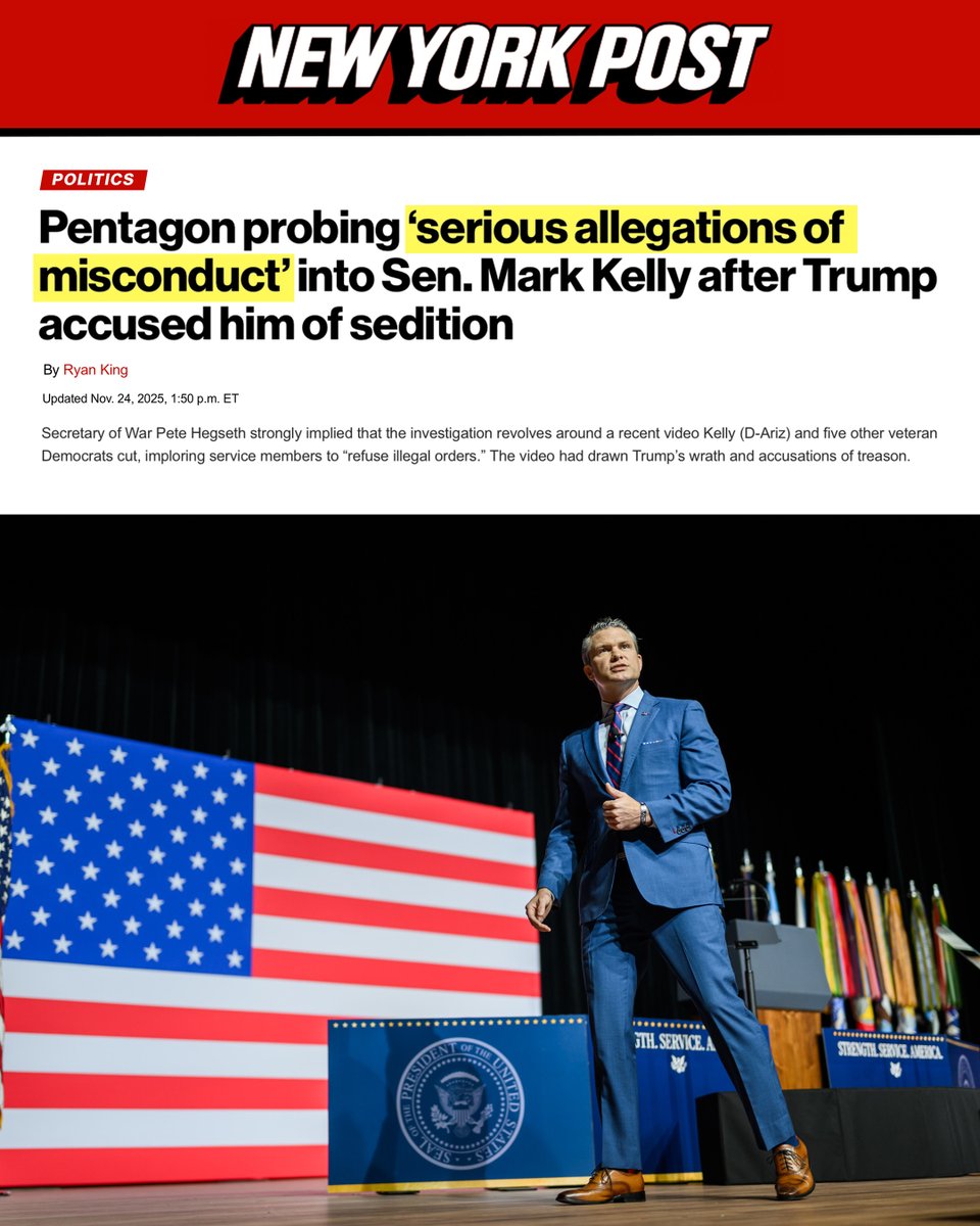 WhiteHouse's tweet image. “All servicemembers are reminded that they have a legal obligation under the UCMJ [Uniform Code of Military Justice] to obey lawful orders and that orders are presumed to be lawful.” - @DeptofWar