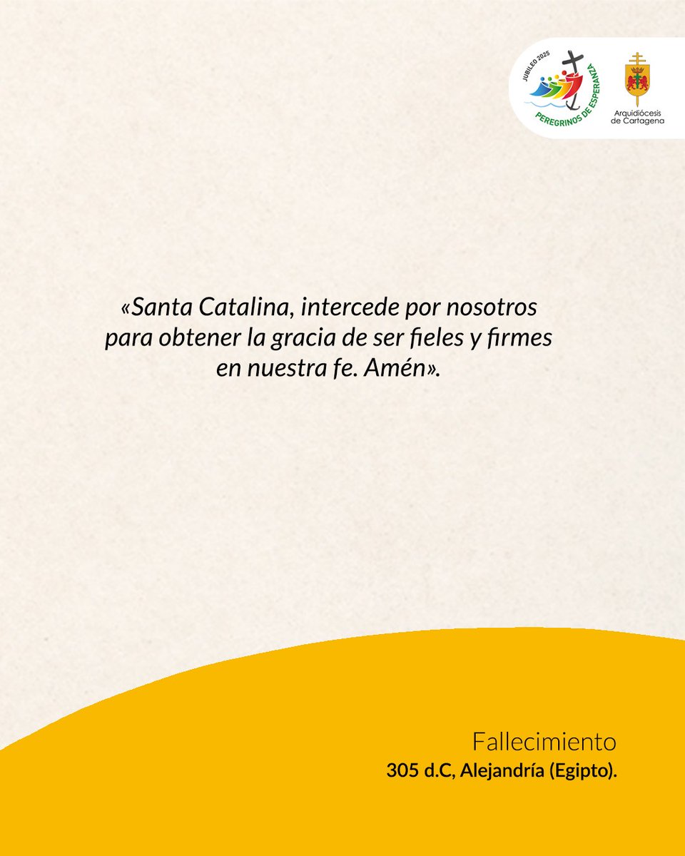 #Santoral || Santa Catalina de Alejandría

🗡Santa Catalina fue una mujer sabia y elocuente, que mostró una fe firme e inquebrantable ante los peligros de su época, y nuestra Catedral Metropolitana tiene el honor de estar bajo su patronazgo.
¡Ruega por nosotros!