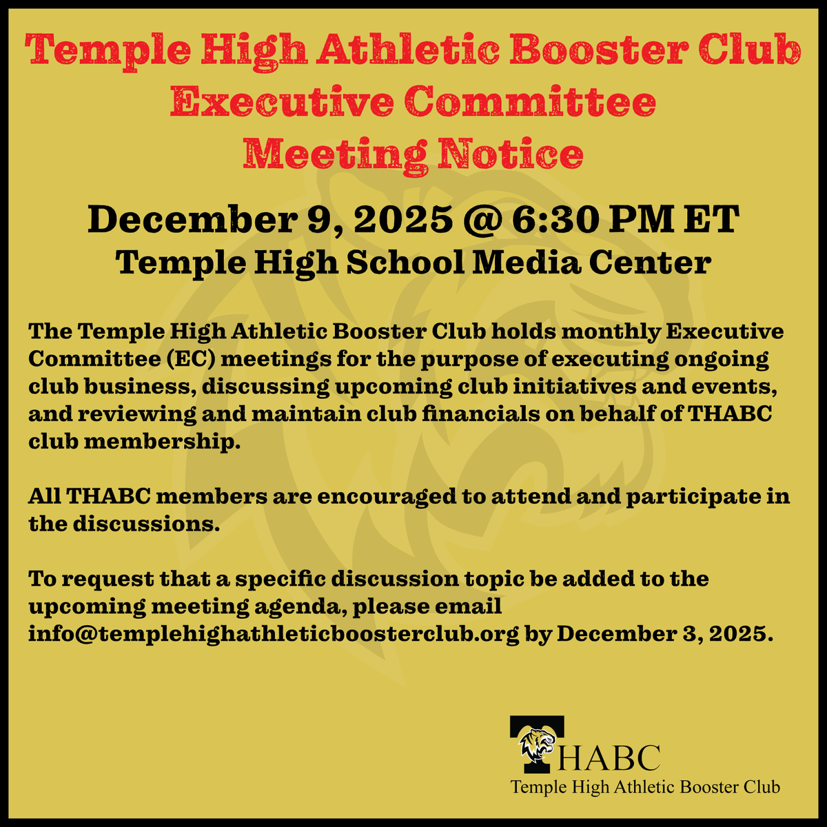 Temple High Athletic Booster Club (THABC) tweet media