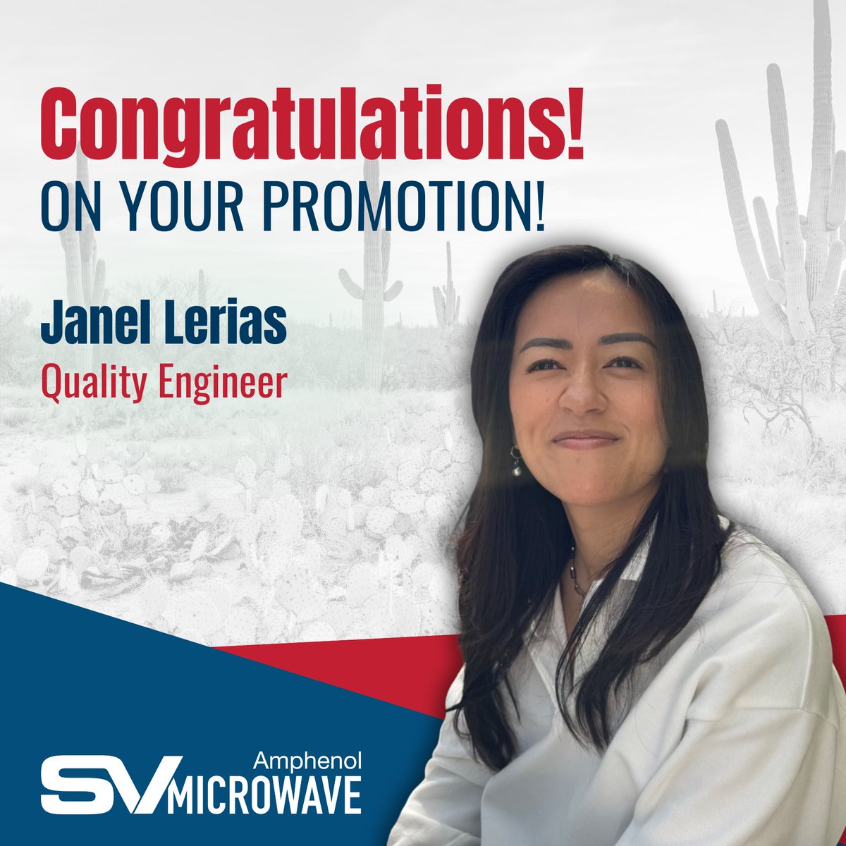 SVMicrowave's tweet photo. Join us in congratulating Janel Lerias on her promotion to Quality Engineer! 🎉

Her hard work and dedication continue to inspire our team every day.

#Promotion #Congrats #QualityEngineer https://t.co/7UMFnC3Fve