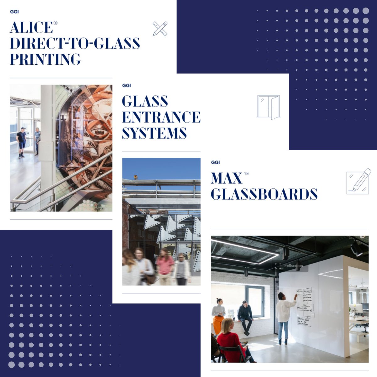 GGI is pleased to share three new brochures designed for architects, interior designers, and glazing specialists. Each resource was developed with the design community in mind to provide clear, relevant information for evaluating custom fabricated glass solutions.

The new