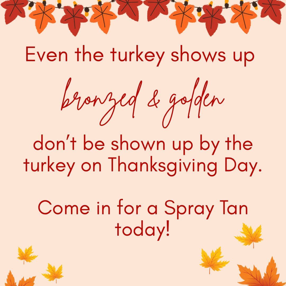 Motor_City_Tan's tweet image. It’s not too late to get a spray tan for Thanksgiving! 

And there’s no need to make an appointment - we’ll be here until 10pm today! 

 #SunlessTan #SprayTan #VersaPro #Wellfit #Skincare #NorvellAutoRev #NorvellVenetian
