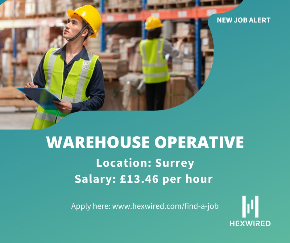 hexwired's tweet image. NEW JOB ALERT: Warehouse Operative💥

Position details:

📛Warehouse Operative
📌Surrey
💷£13.46 per hour

Apply here➡️ow.ly/7iRF50Xxkmi

#HexwiredRecruitment #WarehouseOperative #TechjobsinSurrey #JobOpening #UKJobs #Jobhunt #JobSearch #JobVacancy #TechRecruitmentAgency