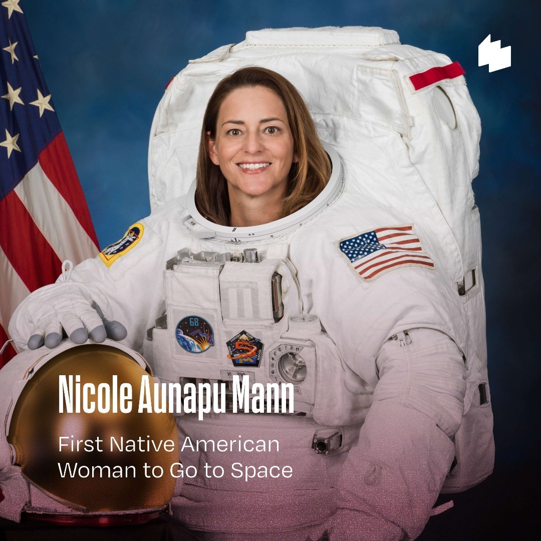 womenshistory's tweet image. Nicole Aunapu Mann made history in 2022 when she launched to the International Space Station as commander of NASA’s SpaceX Crew-5 mission aboard the "Endurance," becoming the first Native American woman to go to space. #NativeAmericanHeritageMonth #WomenInSTEM