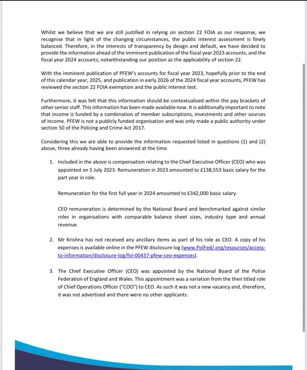 leembroad's tweet image. You are paying for this!

Thanks to the tenacity of Rob Riddell in pursuing a complaint via the ICO the PFEW have been forced, through gritted teeth and much resistance, to publish the salary details and appointment rational for the CEO.

Remuneration for the first full year was…