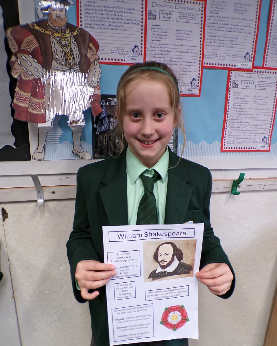 Year 4 loved sharing their Tudor topic projects!

Pupils explored all things Tudor, from lavish banquets and grand homes to Shakespeare’s works, to the origins of Shrewsbury biscuits.
ow.ly/58WS50XxpWw
#OaklandsSchool #TheTudors #Loughton #OakTreeSchools