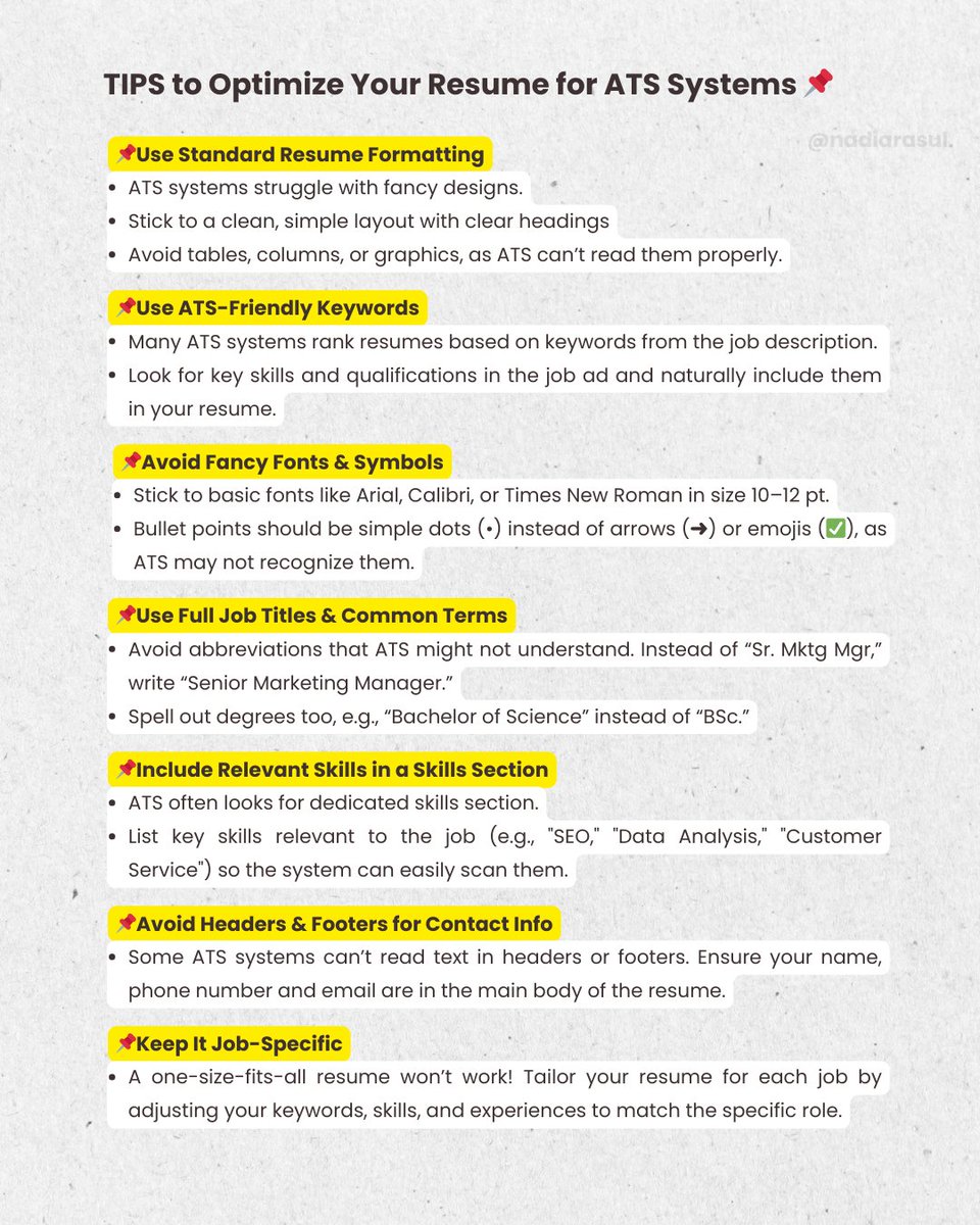 JOBCORNER247's tweet image. ATS Resume Hacks :
Get Your Application Noticed by Recruiters 📌