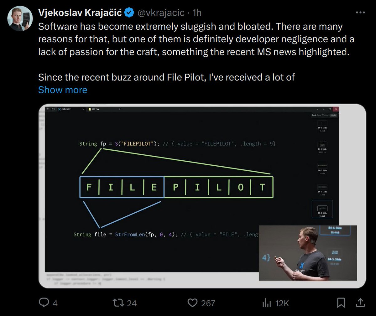 ReimuNotMoe's tweet image. I use C++ so I don&apos;t have to implement a string_view from scratch. It saves my time and generates the same machine code.