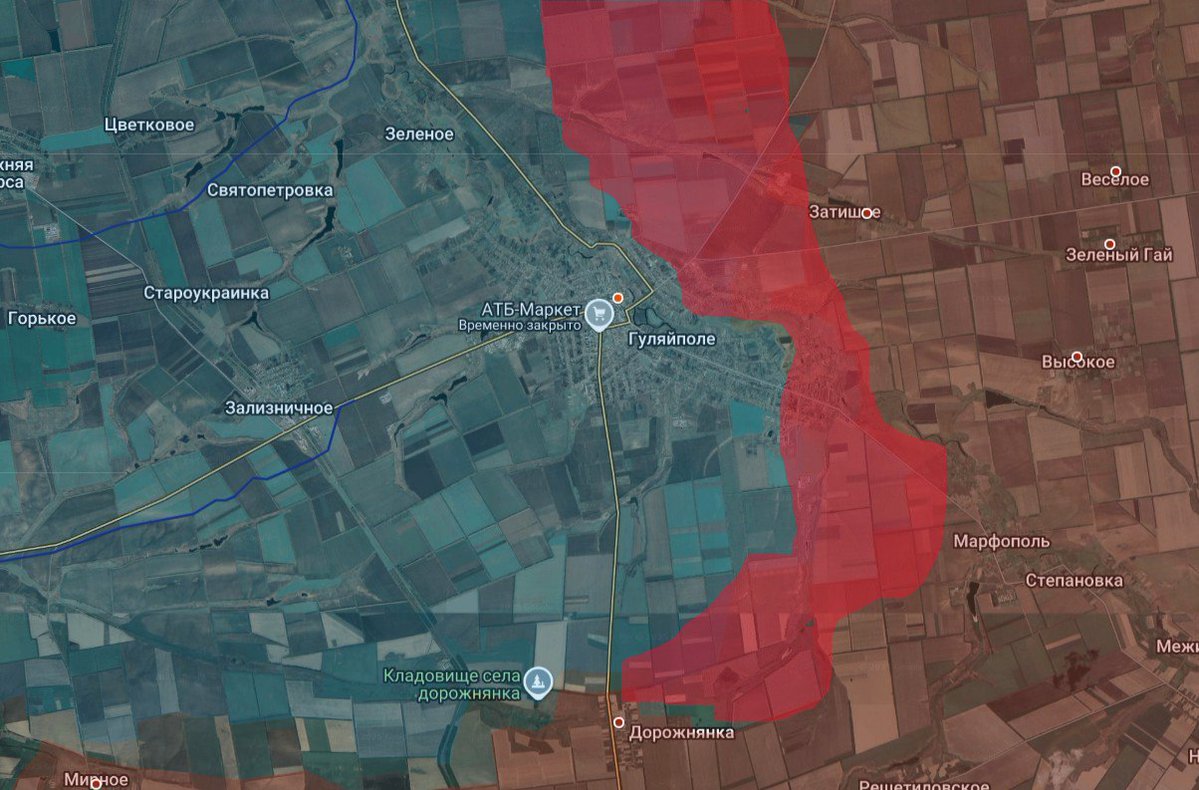 Perimetr123's tweet image. Гуляйполе, Россияне вошли с трех сторон!!! Тут такая ситуация что севернее города ВСУ уходят за речку Гайчур это некая природная система обороны...Сам город был приготовлен только с южной стороны...Поживем увидим...25.11.2025