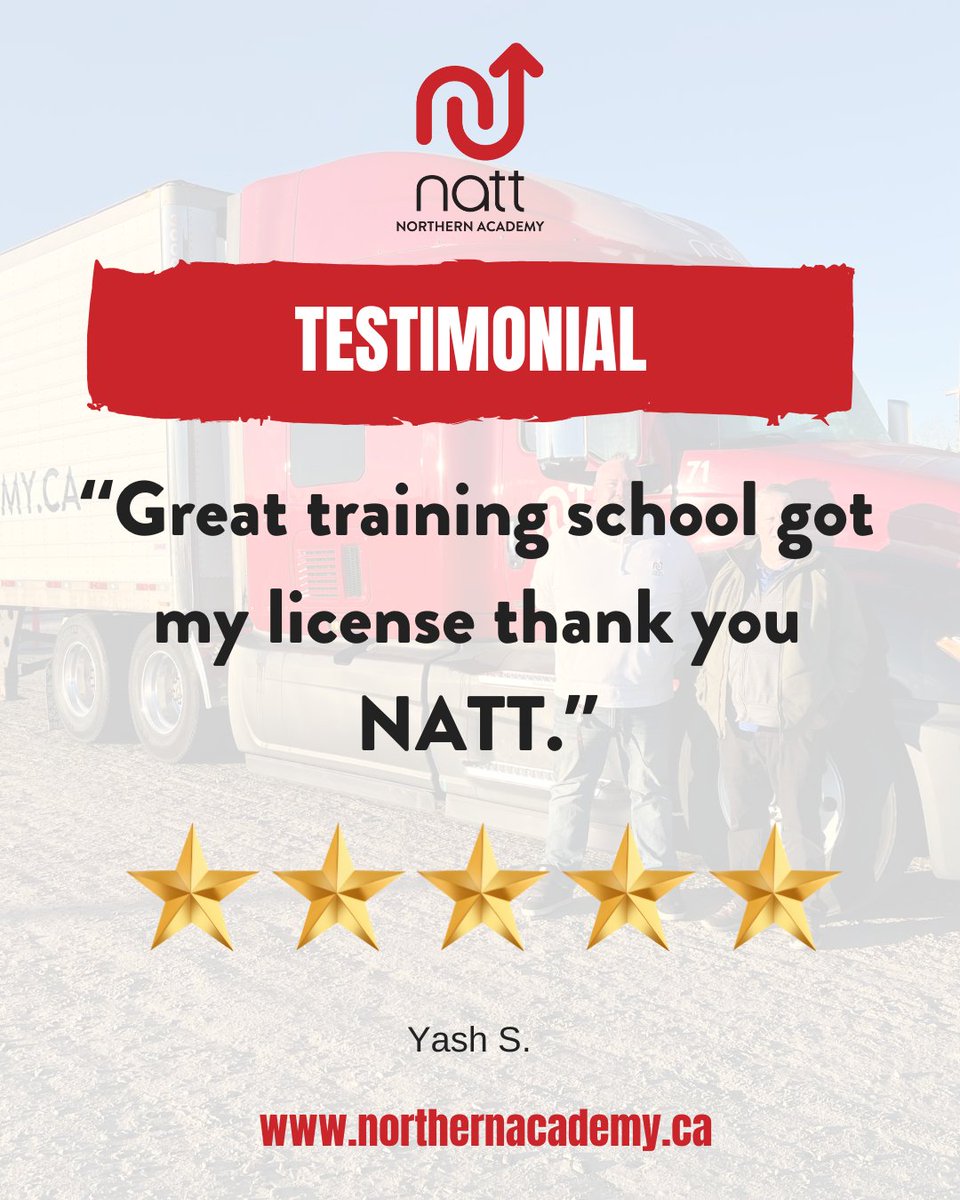 Short and sweet review, thank you Yash, and congratulations! #trucktraining #northernacademy