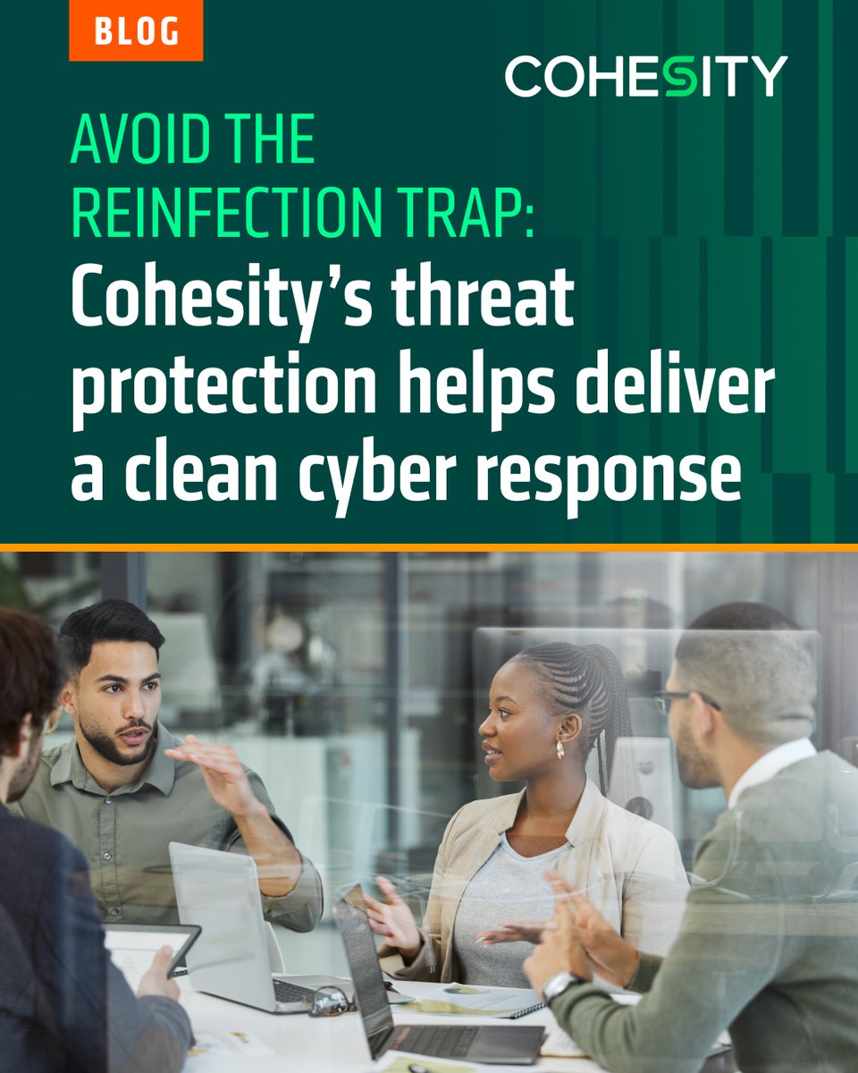 Cohesity's tweet image. Ever worry that your “safe” backup could actually be infected? 😬 With our threat protection, you can scan and detect threats before you restore, then recover clean, worry-free.

Dive into how we help you respond smarter, not just faster:

cohesity.co/4ilmd8l

#DataRecovery…