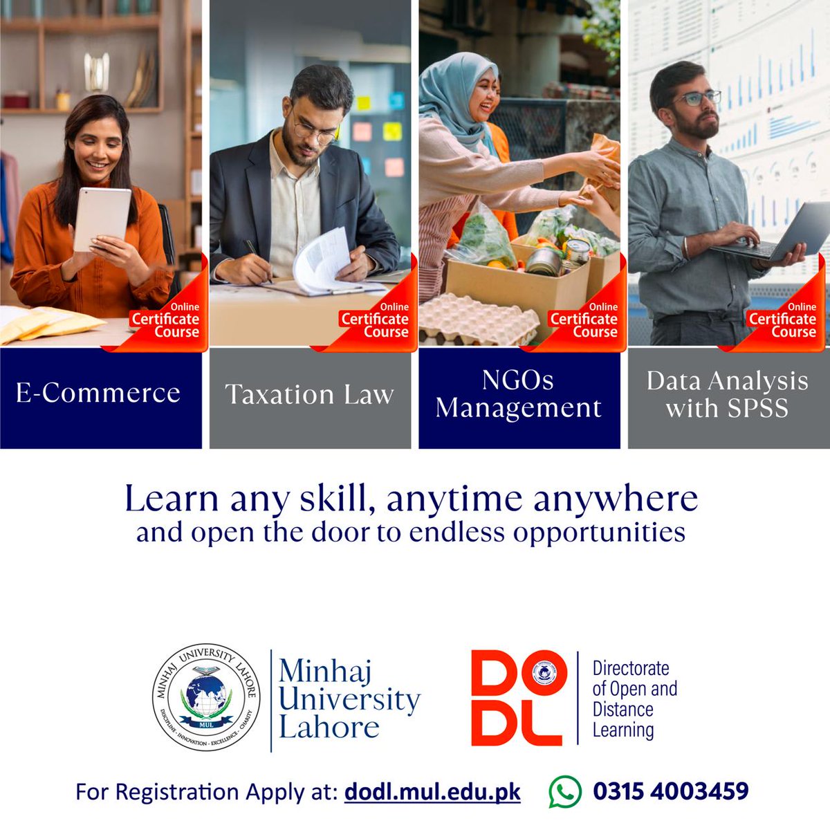 dodlmul's tweet photo. Boost your career with Online Certificate Courses!
Offered by Minhaj University Lahore (DODL) – learn practical skills from anywhere.
Flexible learning  Professional certification  Career-focused
👉 Register now: https://t.co/u6gFpwGGn4
📲 Contact: 0315 4003459
#MUL #DODL https://t.co/Pf2FIENNvx