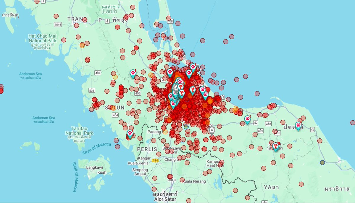 PersonalThai's tweet photo. If you are in south Thailand and want help or if you want to help. Check this map https://t.co/od0pTn5xbA people need help! https://t.co/SAiB8WSSPl