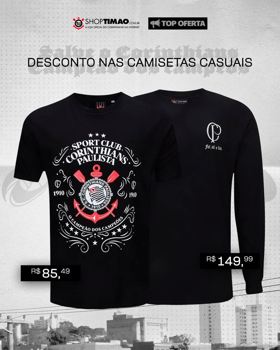 Camisetas casuais no precinho para a Fiel! 🦅

Com até 55% off e descontos imperdíveis você pode garantir a sua na Black da ShopTimão! 🔗 mla.bs/a3efe57d