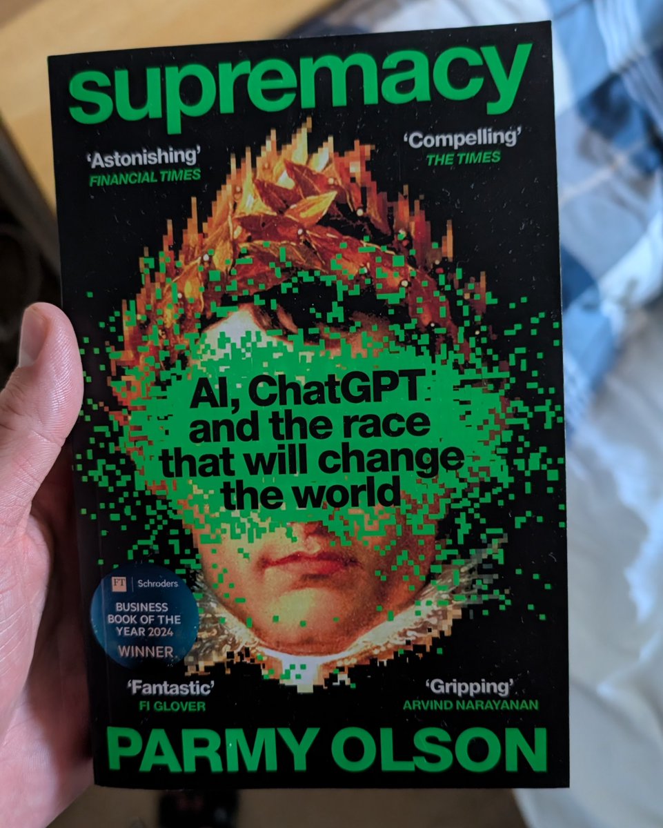 GM!

Last night, I finished the first 3 chapters of this book by Parmy Olson on the rise of Sam Altman and Demis Hassabis and it's bloody brilliant 🔥

The way Olson shows their juxtaposing views on #AI and the convergence of the two is griping reading.

I would highly recommend