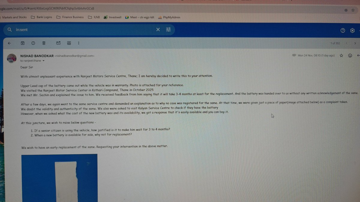 nishadbanodkar's tweet photo. @HeroMotoCorp 
We have Vida V1 purchased last year. The battery lid has come out, and battery is under warranty.
Ranjeet Motors Thane,are saying it will take 3-4 months and returned battery without any complaint ID, written details. Dey said If bought, we shall get immediately https://t.co/VEvilviGdk
