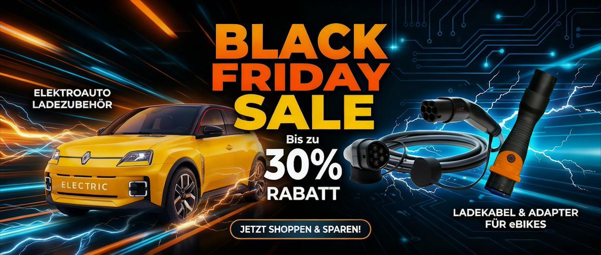 ⚡🔋 Black Friday Week Alarm!

Rüste dein E-Auto jetzt auf. Wir geben bis zu 30% Rabatt auf ausgewählte Ladekabel und Zubehör! Die besten Deals für deine volle Reichweite. 🚗💨

Nicht verpassen 👉 schnellladen.ch/de/black-frida…

#BlackFriday #EV #EAuto #Ladekabel #Sale #Schnellladen