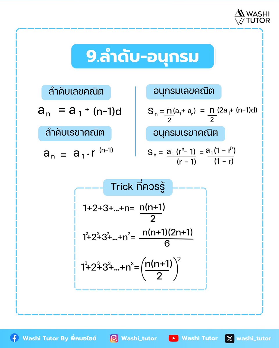washi_tutor's tweet image. (ต่อ) รวมสูตรคณิตศาสตร์ NETSAT &amp;amp; A-Level 
เซฟด่วน ‼️