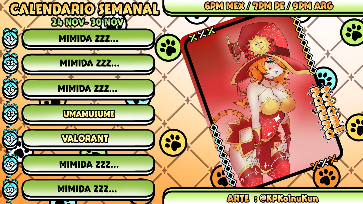 NarunaTorami's tweet image. ✨Haro~haro! Calendario semanal listo! Vamos a divertirnos! 🐯✨

🖼️#ArteTorami :🔞#NarunaHot 🔴Live:#ToramiON Memes:#MomazosTorami Comunidad:#Toramis