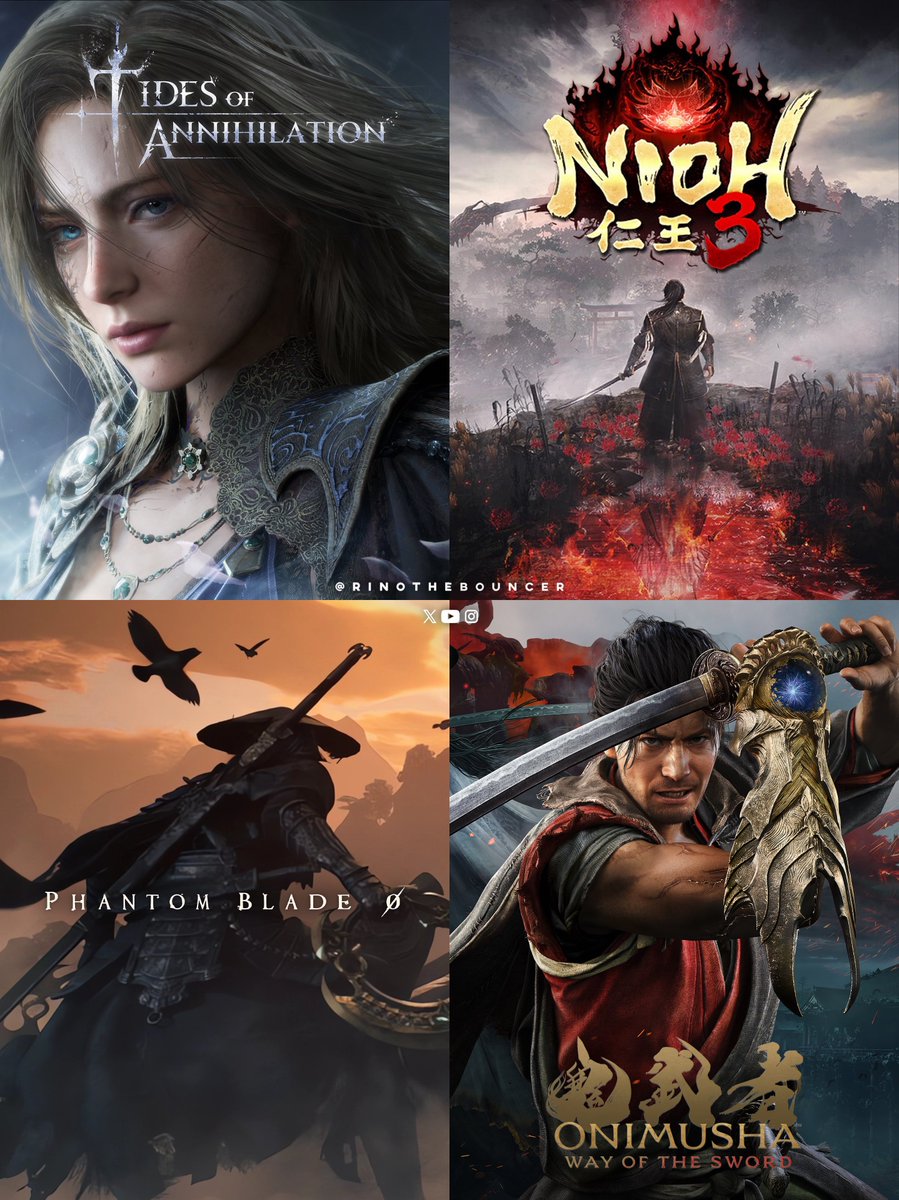 RinoTheBouncer's tweet image. You can have only one of these four games🚀

✅Tides of Annihilation
✅Nioh 3
✅Phantom Blade 0
✅Onimusha: Way of the Sword

Which one will you choose?😎