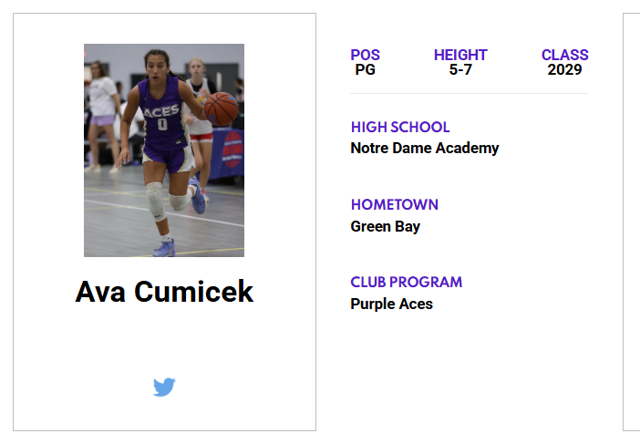 JrAllStarWI's tweet photo. Check out Ava Cumicek's (@ACumicek) 𝙈𝘼𝙓𝙍𝙀𝘾𝙍𝙐𝙄𝙏 𝙋𝙇𝘼𝙔𝙀𝙍 𝙋𝙍𝙊𝙁𝙄𝙇𝙀! ⤵️
https://t.co/o22x45A9Ex

Start building your profile now at https://t.co/QNGsDcuaJa! https://t.co/UstdK0fVUF