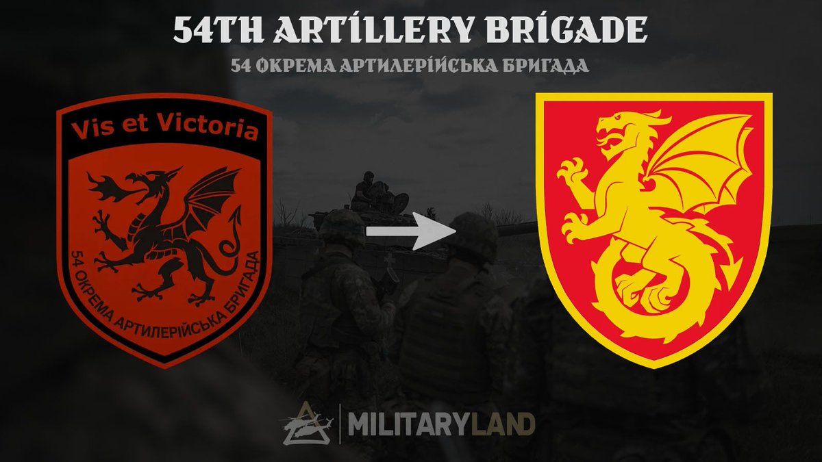 Militarylandnet's tweet image. 54th Artillery Brigade, which is part of the 17th Army Corps of the Ukrainian Ground Forces, received a new insignia. #UkrainianArmy #Artillery