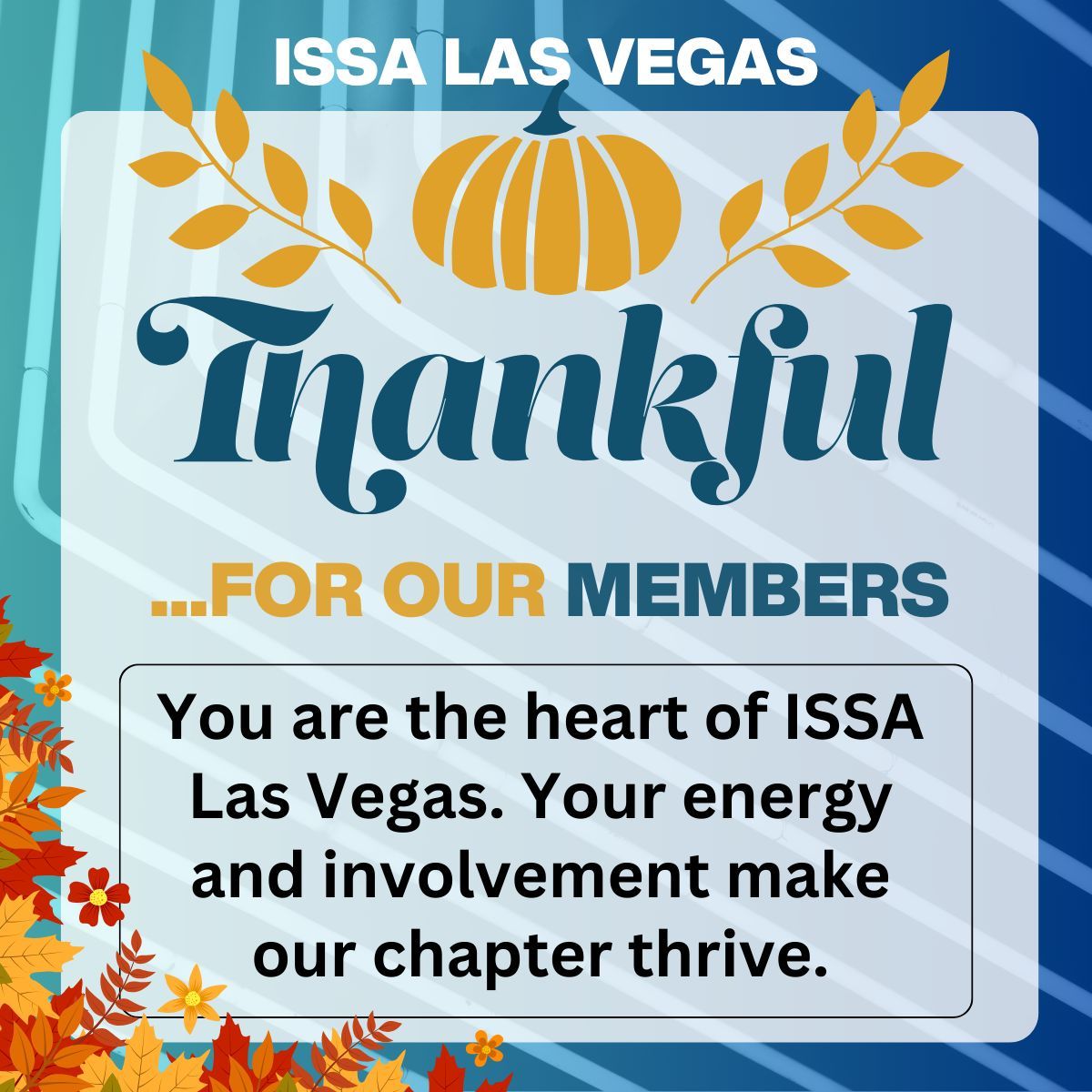 ISSALasVegas's tweet image. This week of gratitude continues with a heartfelt thank you to our members.

You’re the heart of ISSA Las Vegas, and everything we do is stronger because of you.

🧡 #Thankful #ISSALasVegas #CyberCommunity