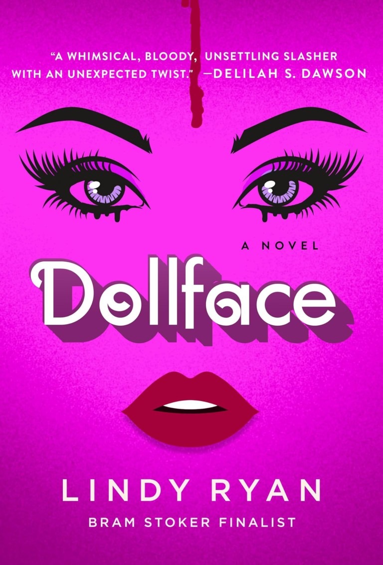BDisgusting's tweet photo. Scream meets Barbie in Lindy Ryan's slasher novel DOLLFACE, publishing February 24, 2026. 

"Horror author Jill has just moved to suburban New Jersey. But then a plastic face-masked serial killer begins slashing their way through town, one overly made-up mom at a time." https://t.co/pRd9rnP63e