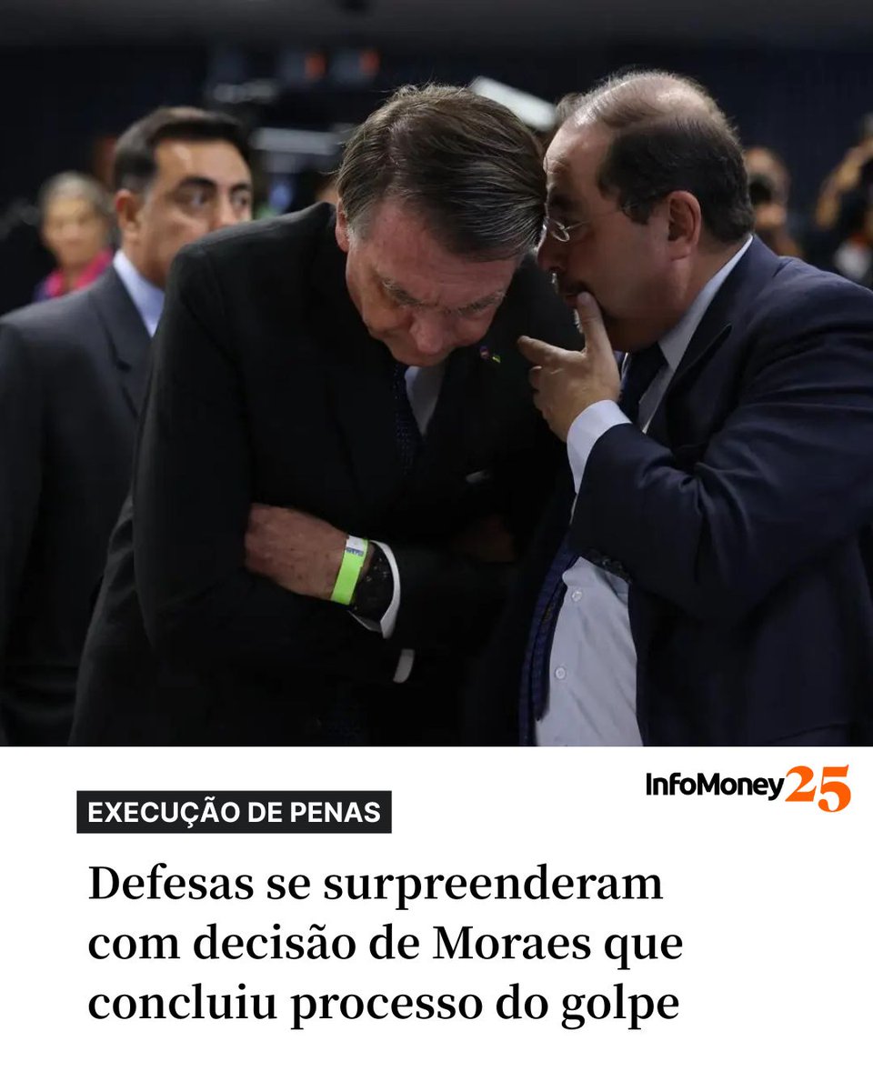 EXECUÇÃO DAS PENAS

O Supremo Tribunal Federal (STF) reconheceu nesta terça (25) o trânsito em julgado das condenações do ex-presidente Jair Bolsonaro, do deputado Alexandre Ramagem e do ex-ministro Anderson Torres no processo da trama golpista.

A movimentação processual pegou
