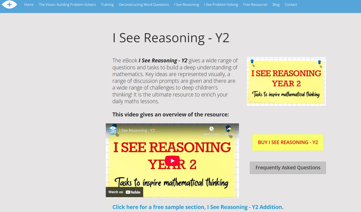 gareth_metcalfe's tweet image. I See Reasoning - Y2 with the video to explain, info and FREE SAMPLE! Visuals, talk tasks and open-ended challenges for deepening the challenge with small numbers: iseemaths.com/i-see-reasonin…