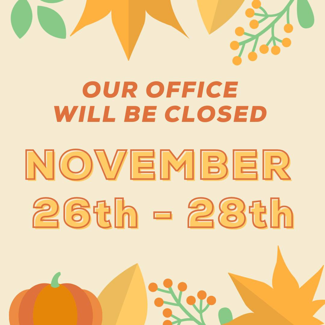 As a reminder, our office will be closed Wednesday, November 26th – Friday, November 28th. We’ll be back and ready to serve you on Monday, December 1st!
#CCFINorman #BGCNorman