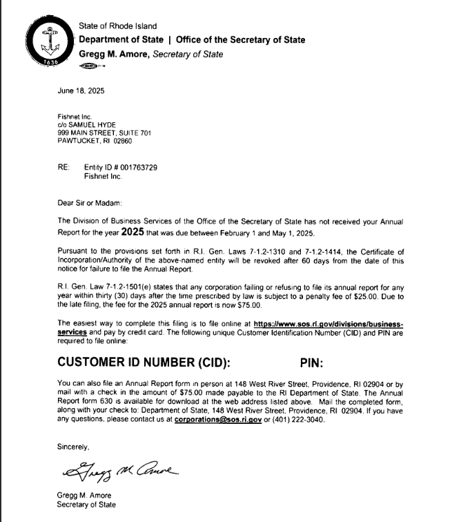 Fishnet Inc's business license was revoked. They initially received a warning notice on 6/18/2025, and another on 9/23/2025 before their license was officially revoked yesterday on 11/24/2025. #fishtanklive