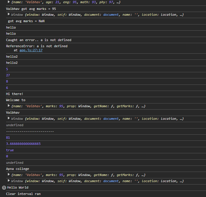 VaibhavNagar03's tweet image. 🚀 Day 38 of #Phase2 #90DaysOfCode 🚀

Covered a lot in JS today (JS-Part7 Done) 💻✨

• this in JS
• Arrow Functions + implicit return
• try / catch
• setTimeout &amp;amp; setInterval
🧠 Practice + assignment questions

#JavaScript #WebDevelopment #CodingJourney #LearningInPublic