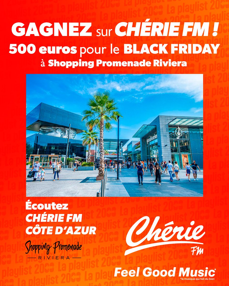 🎁 ENVIE DE GAGNER ? Toute la journée, restez à l’écoute de Chérie FM Côte d’Azur !

🔥 Dans la Chérie Box, tentez de remporter 500€ de shopping pour le Black Friday au Centre Commercial Shopping Promenade Riviera de Cagnes-sur-Mer !