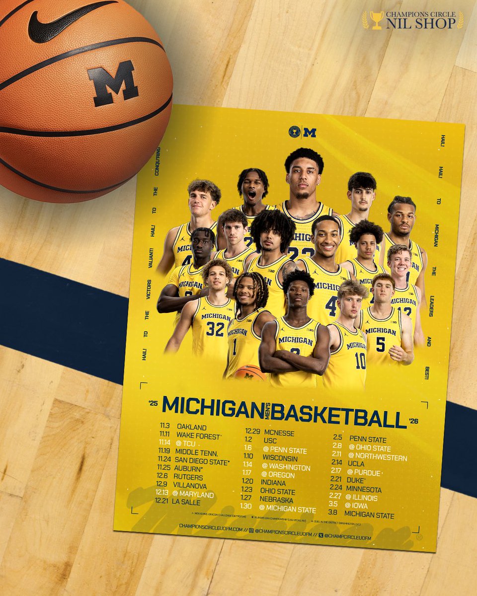 Your <a href="/umichbball/">Michigan Men's Basketball</a> x Champions Circle® 2025-2026 Team Schedule Poster has arrived 〽️

Secure Your Copy » bit.ly/48h0PNb