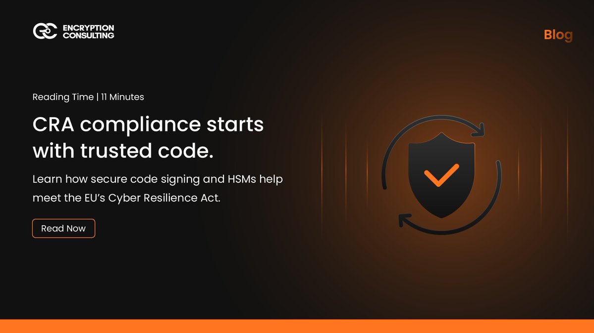 encryptioncons's tweet image. The Cyber Resilience Act establishes a unified regulatory baseline to ensure software, firmware and connected devices remain secure, trusted and tamper-proof across their lifecycle. It enforces strong cryptographic controls, authenticated updates and auditable signing practices…