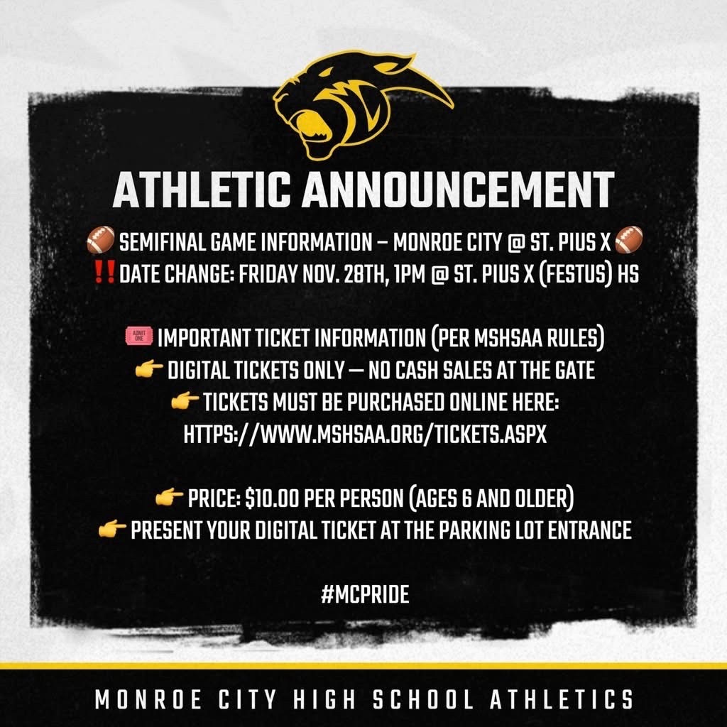 NemoPressbox's tweet image. Monroe City’s semifinal at St. Pius X has been moved to Friday.