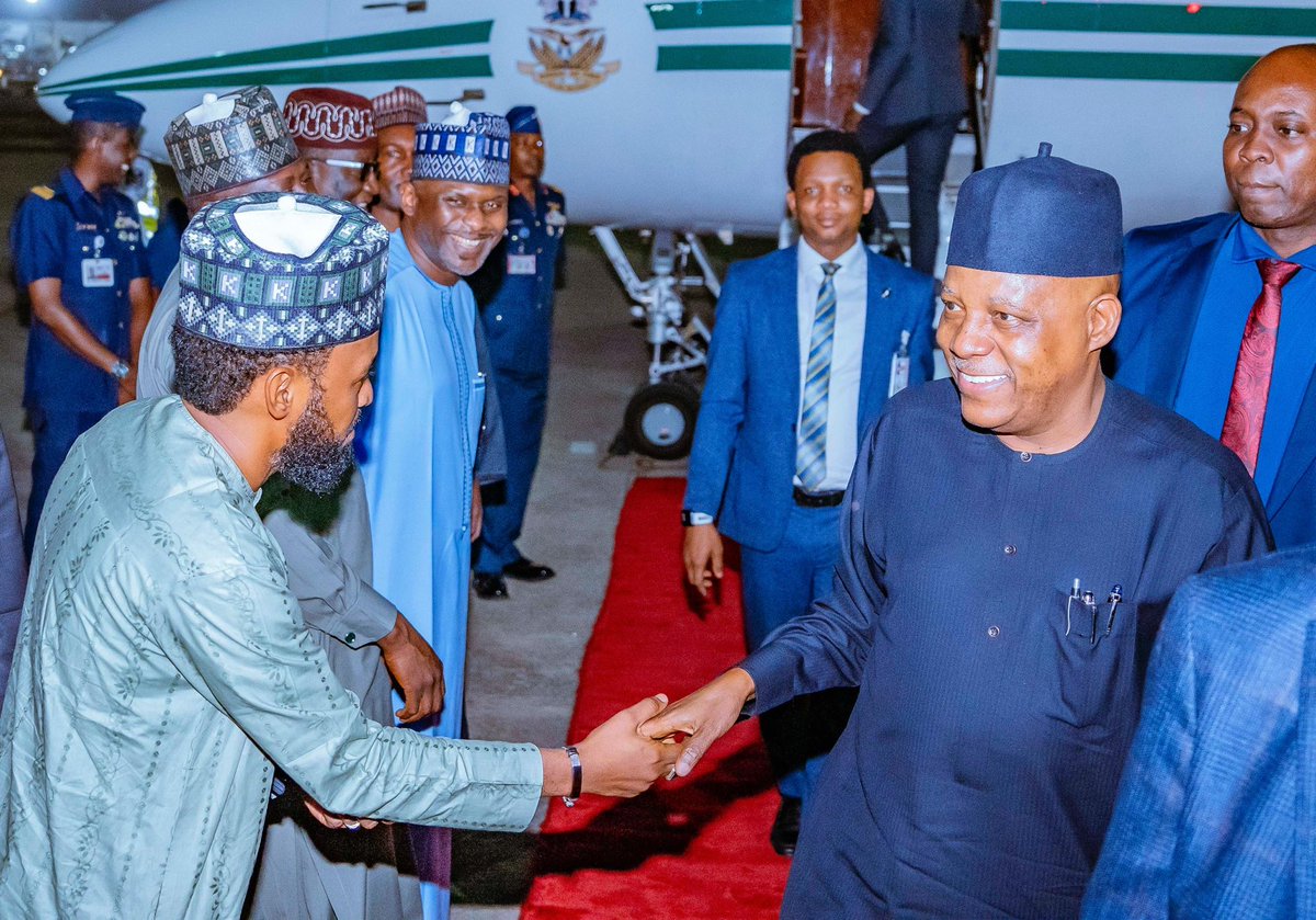 Vice President <a href="/KashimSM/">Kashim Shettima</a> has arrived in Abuja from Luanda, Angola, after successfully representing President <a href="/officialABAT/">Bola Ahmed Tinubu</a> at the 7th African Union-European Union (AU-EU) Summit held in that country.

The Vice President had on Sunday departed South Africa for Luanda after a