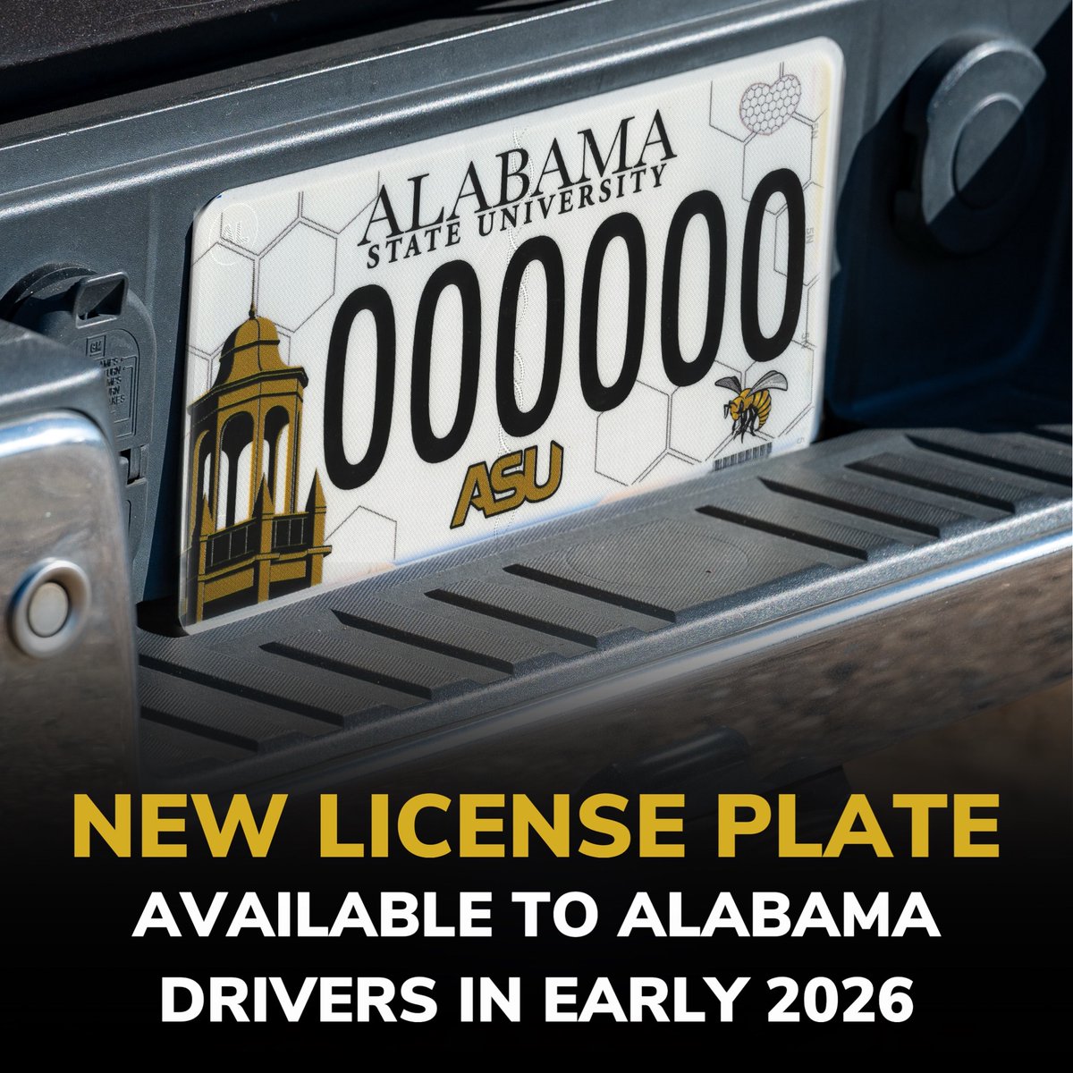 𝐓𝐡𝐞 𝐁𝐞𝐥𝐥 𝐓𝐨𝐰𝐞𝐫 𝐢𝐬 𝐁𝐀𝐂𝐊! ASU’s new Alabama license plate design is in production now and will hit the roads in early 2026. #MyASU