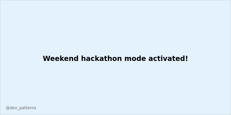 Dev_Patterns's tweet image. Weekend hackathon mode activated! 💪 #TGIF #DevCommunity #Coding #TechTwitter