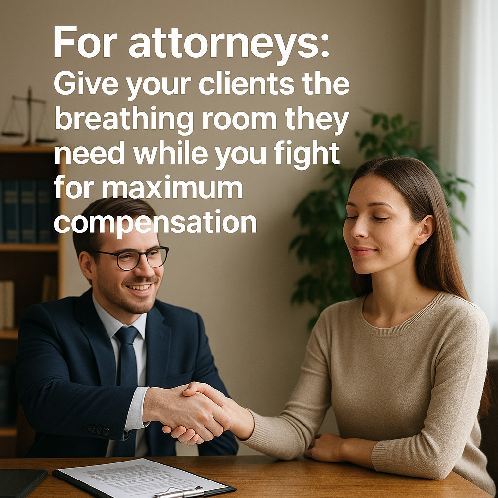 CLFunding's tweet image. 💼 For attorneys: give your clients the breathing room they need while you fight for maximum compensation. Closer coordination with CLF helps make that happen. #AttorneyPartner #ClientSupport #LegalFunding
