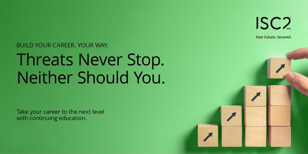 ISC2's tweet image. In #cybersecurity, threats evolve - and so should you. Go beyond certification with ISC2 career boosting professional development and receive 20% off as an ISC2 member! 

Learn more: ow.ly/N4es50XutBI